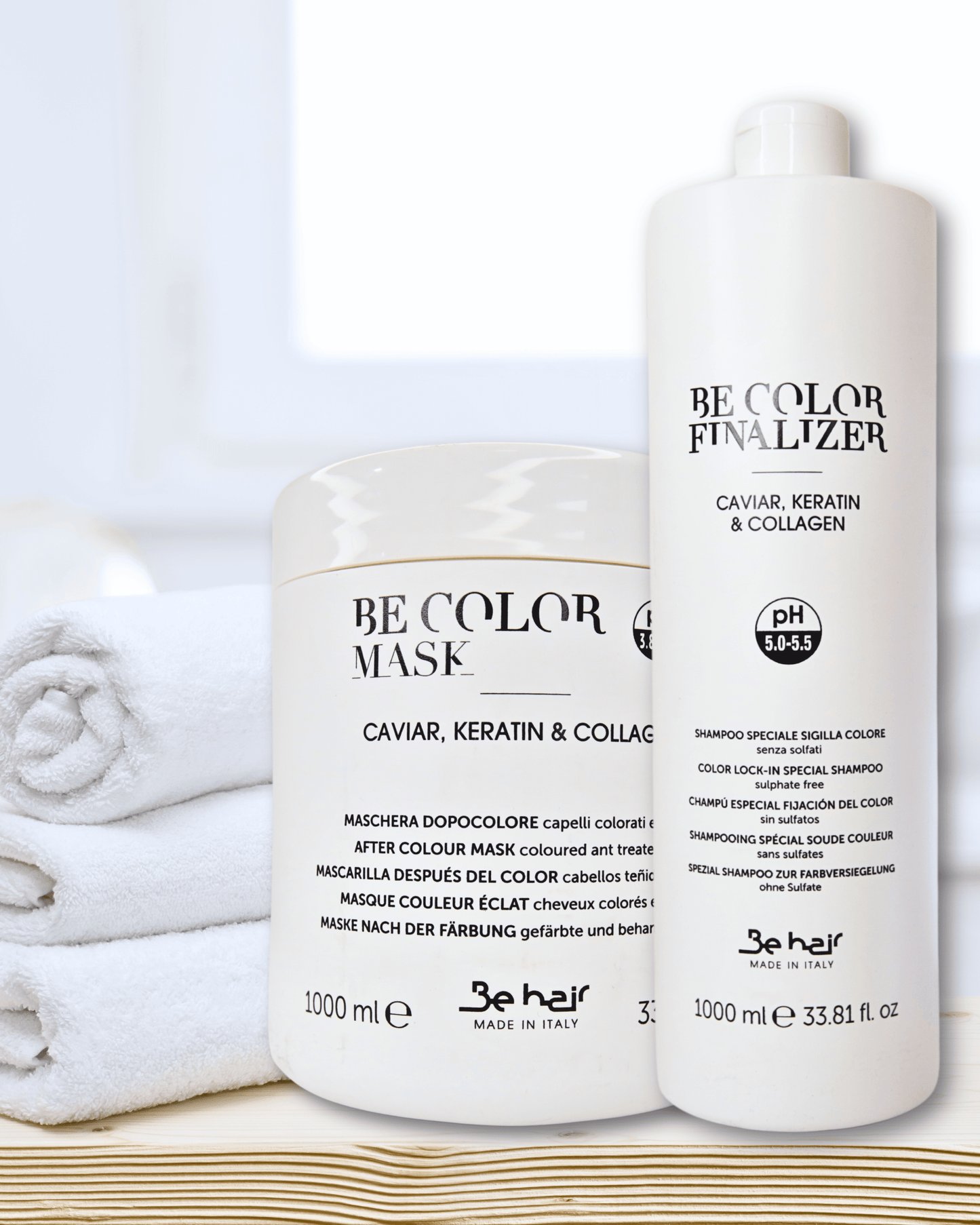Be Hair Be Color DUO mask et shampoo 1000 ml - Caviar, Keratin et Collagen - Sans sulfates - sans parabenes