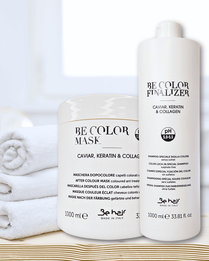 Be Hair Be Color DUO mask et shampoo 1000 ml - Caviar, Keratin et Collagen - Sans sulfates - sans parabenes